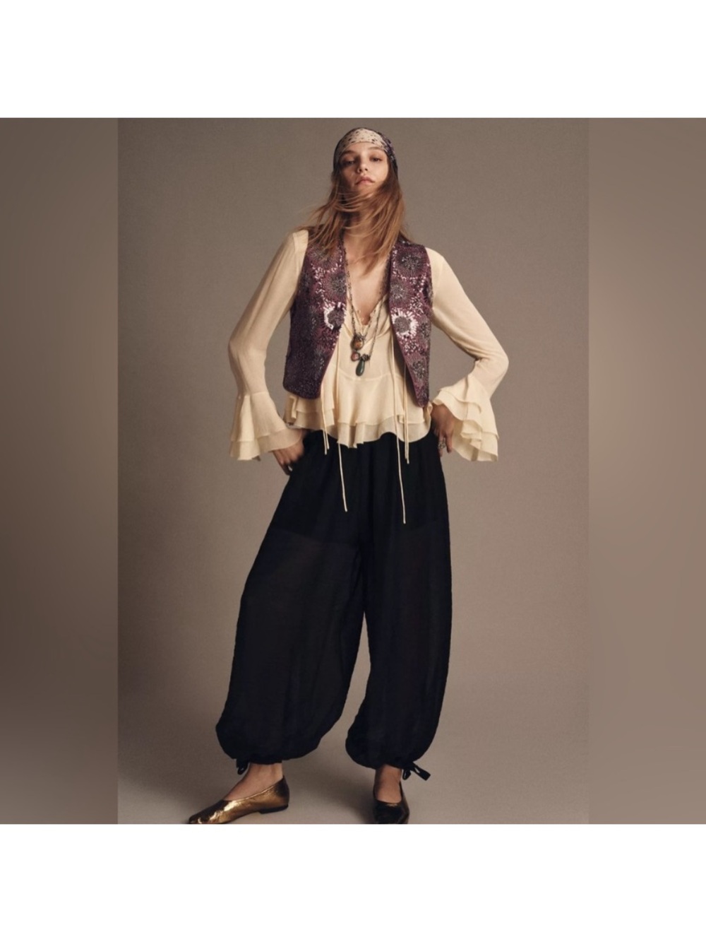 ZARA ZW COLLECTION TIE-HEM BALLOON PANTS